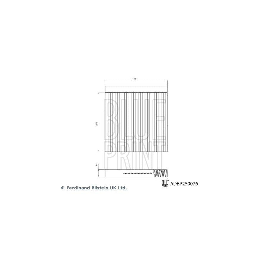 Blue Print Adbp250076 Pollen Filter for MG Mg Hs