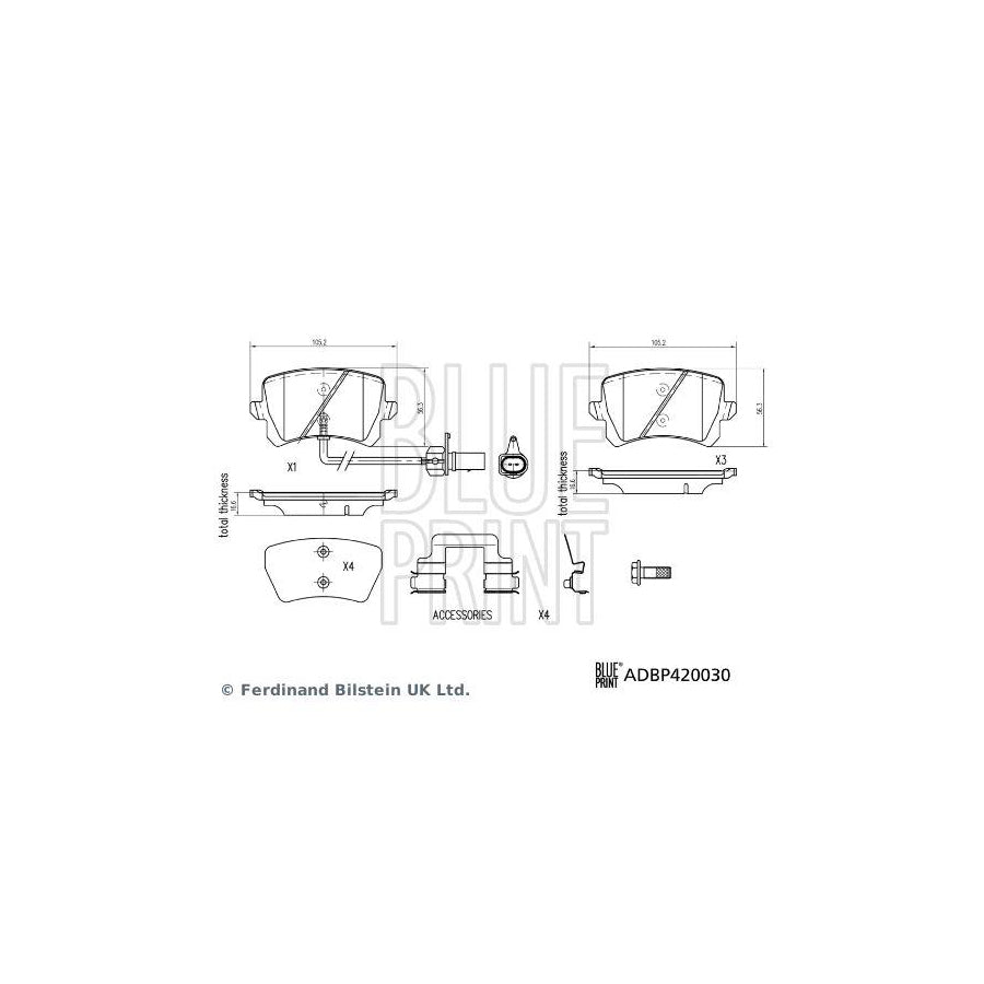Blue Print Adbp420030 Brake Pad Set for Audi Q3 (8Ub, 8Ug)