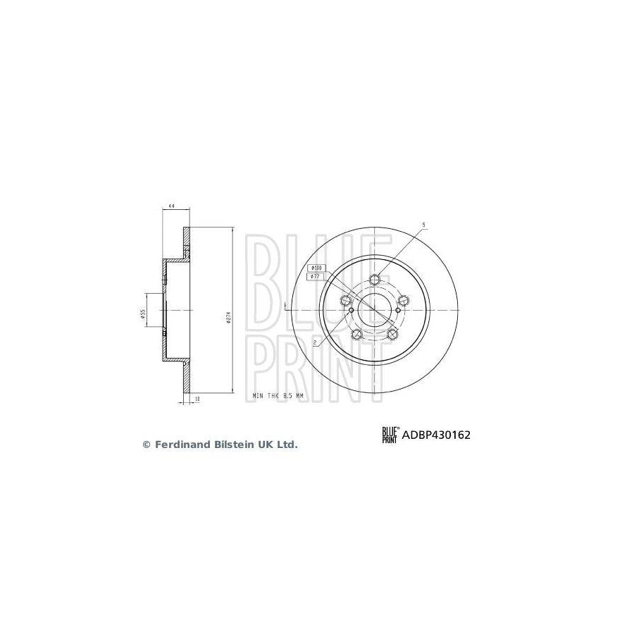 Blue Print Adbp430162 Brake Disc for Toyota Yaris IV (_P21_, _Pa1_, _Ph1_)