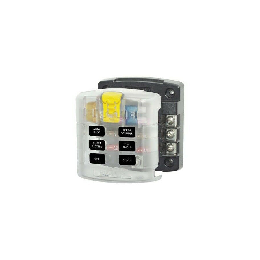 Blue Sea Systems Fuse Block ST-Blade 6 Circuits with Grounding/cvr - 5025B-BSS