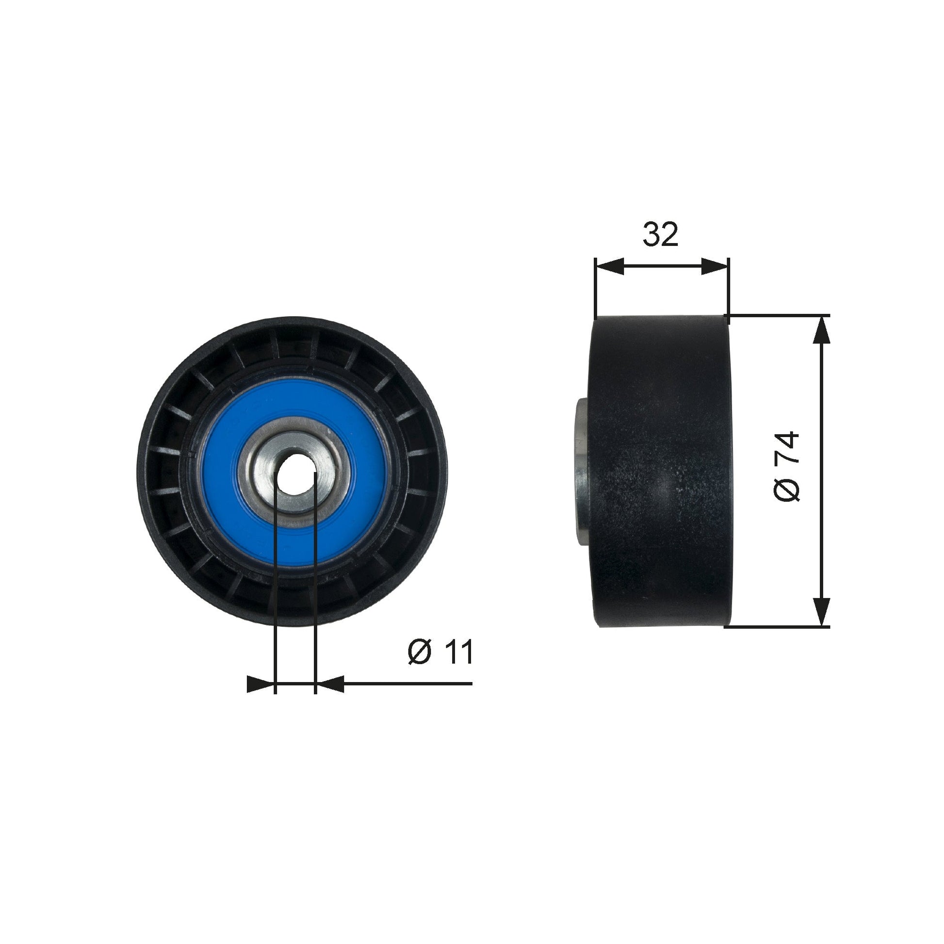 GATES GATT36518 V-Ribbed Belt Deflection/Guide Pulley