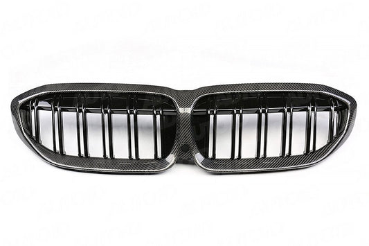 AUTOID BMW G20 G21 Carbon Fibre Double Slat Kidney Grilles (Inc. 320d, 320i, 330i & 330ix)