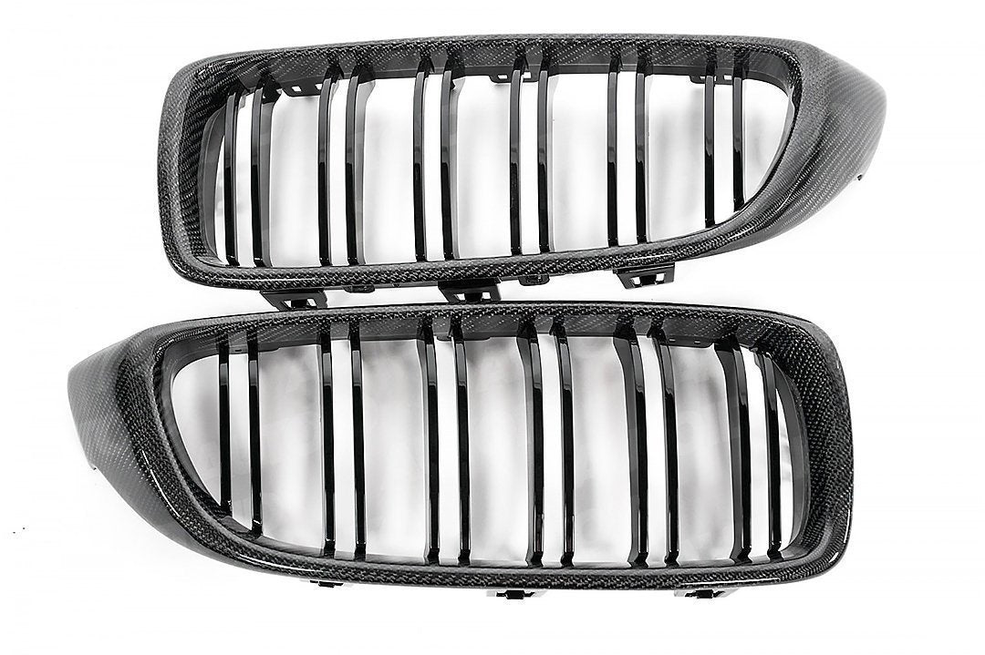 AUTOID BMW F32 F80 F82 F83 Carbon Fibre Double Slat Kidney Grilles (Inc. 430i, 440i, M3 & M4)