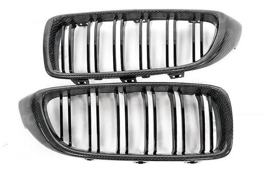 AUTOID BMW F32 F80 F82 F83 Carbon Fibre Double Slat Kidney Grilles (Inc. 430i, 440i, M3 & M4)