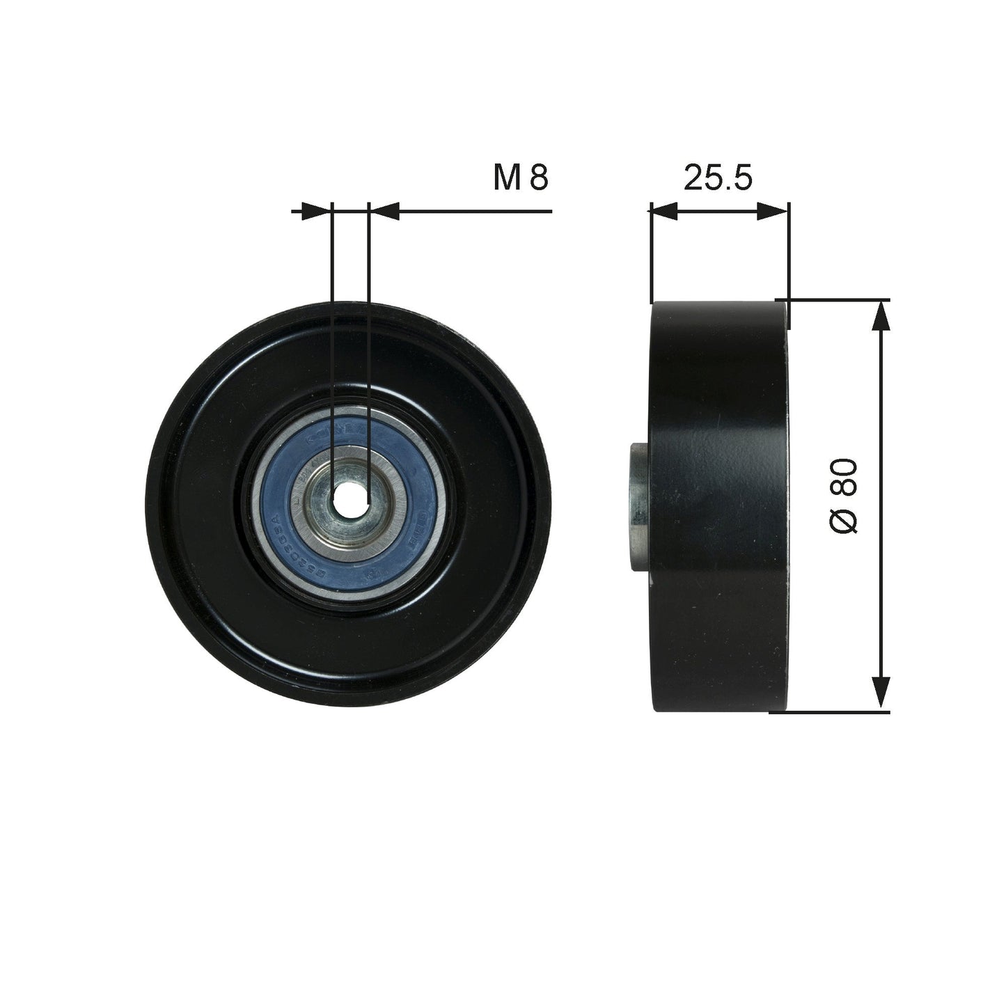GATES GATT38089 V-Ribbed Belt Deflection/Guide Pulley