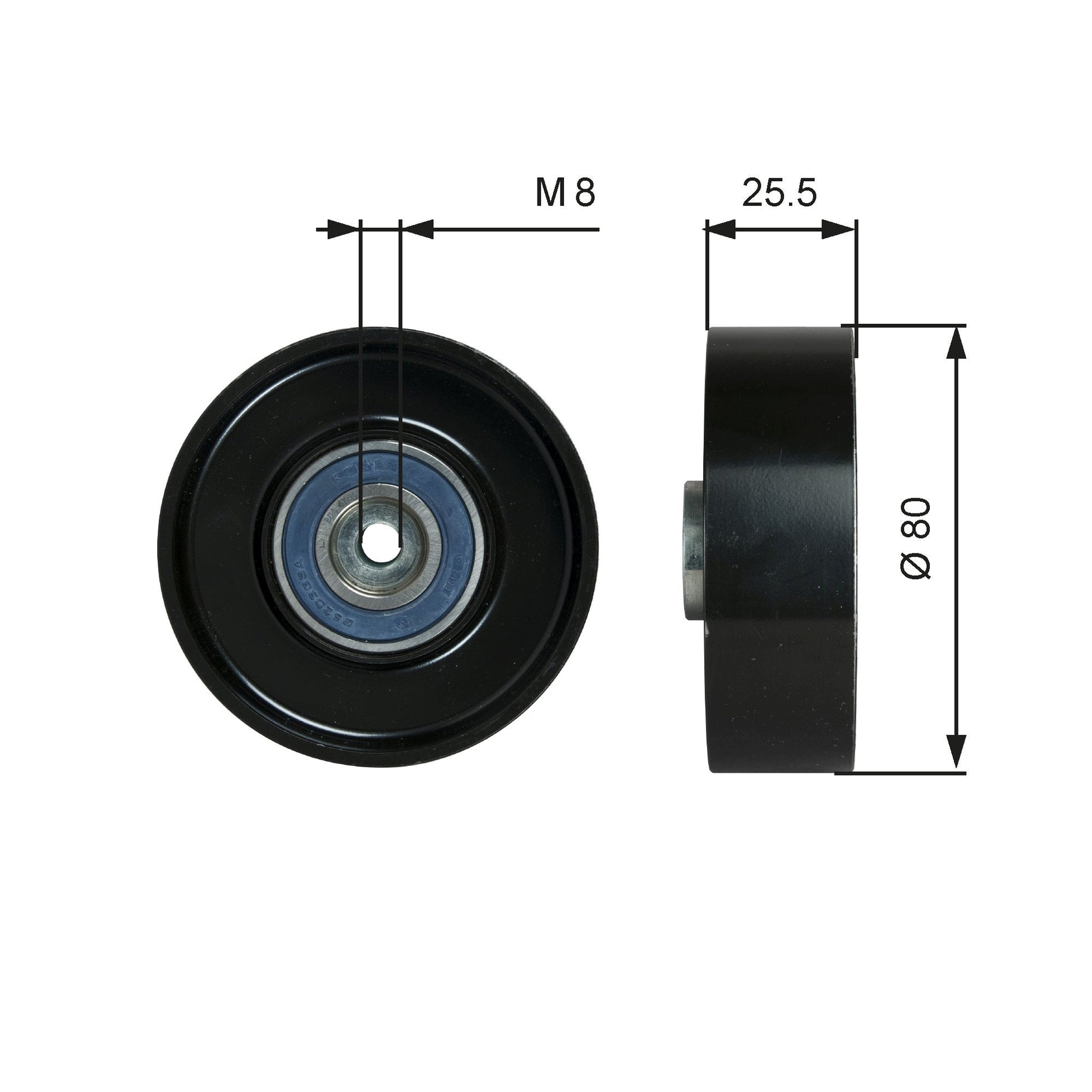 GATES GATT38089 V-Ribbed Belt Deflection/Guide Pulley