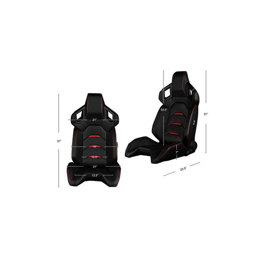 BRAUM Alpha-X Series Sport Reclinable Seats (Black Leatherette Red Trim) – Priced Per Pair
