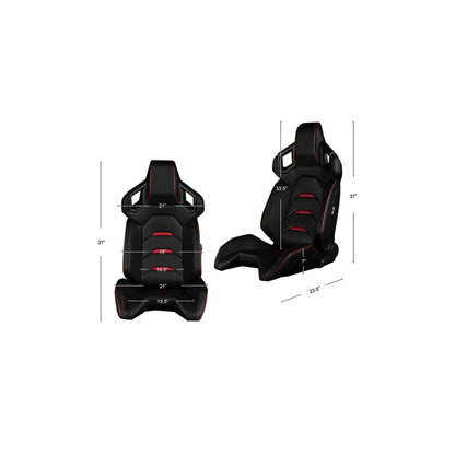 BRAUM Alpha-X Series Sport Reclinable Seats (White Leatherette Black Inserts) – Priced Per Pair