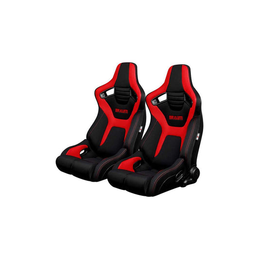 BRAUM Elite-R Series Racing Seats ( Black & Red Cloth ) – Pair