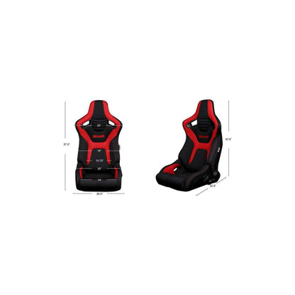 BRAUM Elite-R Series Racing Seats ( Black & Red Cloth ) – Pair