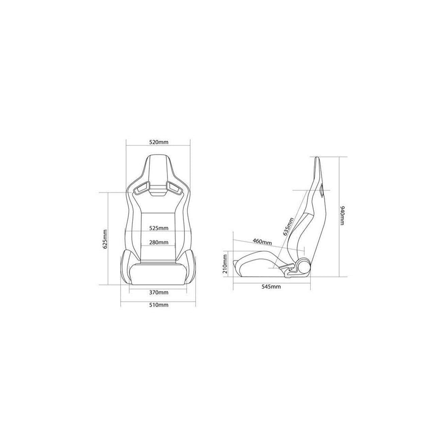 BRAUM Elite V2 Series Sport Reclinable Seats (Black Leatherette Black Stitching) – Priced Per Pair