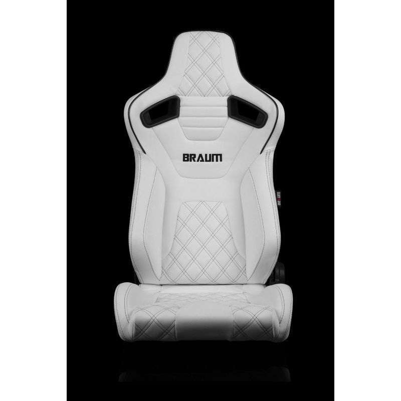 BRAUM Elite-X Series Sport Reclinable Seats (White Leatherette Diamond Edition Black Trim) – Priced Per Pair