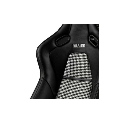 BRAUM Falcon-S Reclinable Composite Seats Black Leatherette Houndstooth Fabric Carbon Fiber Composite Honeycomb Priced Per Pair