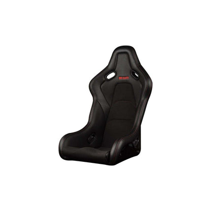 BRAUM Falcon-S Series Fixed Back Bucket Composite Seat (Black Leatherette Alcantara Inserts Red Stitching) - Priced Per Seat