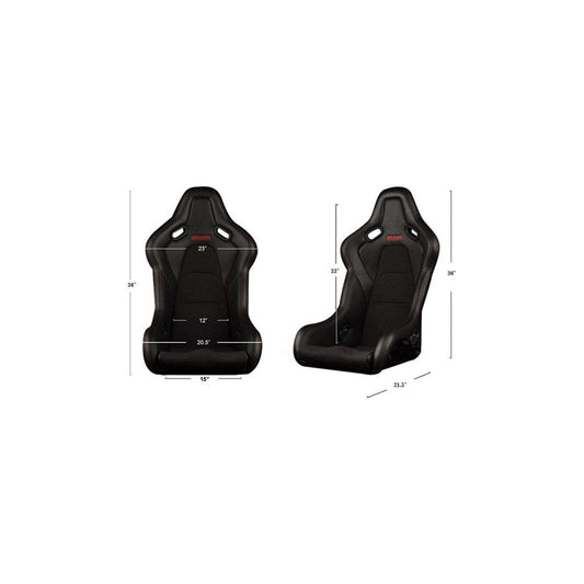 BRAUM Falcon-S Series Fixed Back Bucket Composite Seat (Black Leatherette Alcantara Inserts White Stitching) - Priced Per Seat