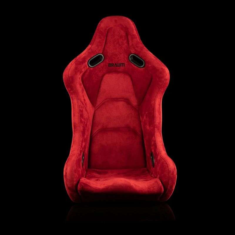 BRAUM Falcon-S Series Fixed Back Bucket Composite Seat (Red Alcantara Black Stitching Black Glitter Composite) - Priced Per Seat
