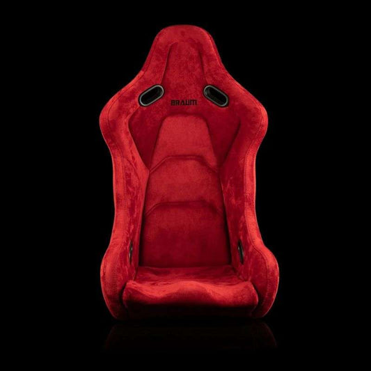 BRAUM Falcon-S Series Fixed Back Bucket Composite Seat (Red Alcantara Black Stitching Black Glitter Composite) - Priced Per Seat