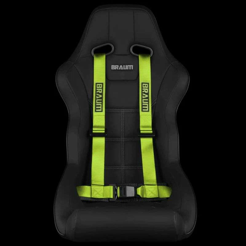 BRAUM Racing Harnesses 4 Pt - Racing Harness 2” Strap Lime Green - Priced Per Harness