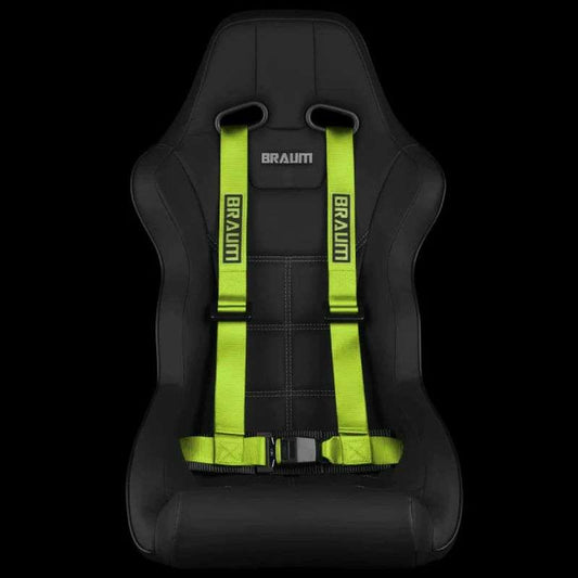 BRAUM Racing Harnesses 4 Pt - Racing Harness 2” Strap Lime Green - Priced Per Harness