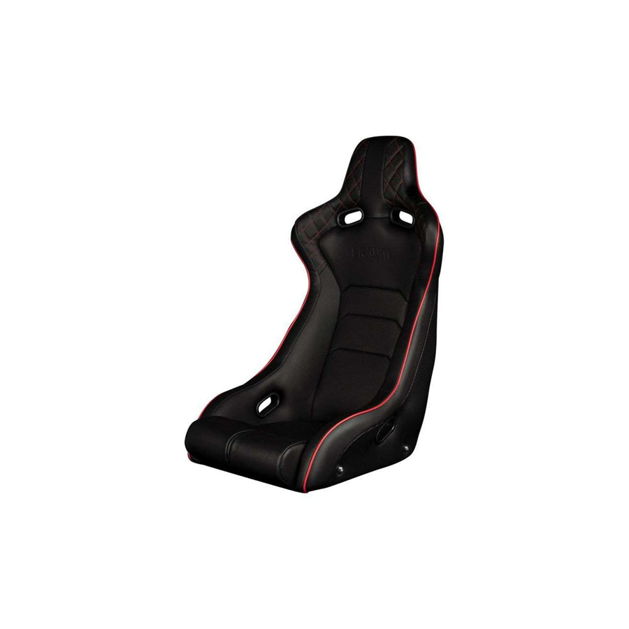 BRAUM Venom-X Fixed Back Bucket Seat (Black Leatherette Diamond Red Trim) - Priced Per Seat