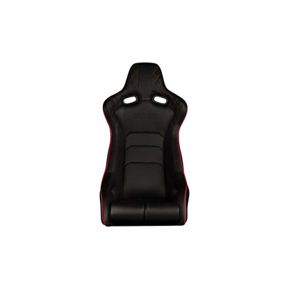 BRAUM Venom-X Fixed Back Bucket Seat (Black Leatherette Diamond Red Trim) - Priced Per Seat