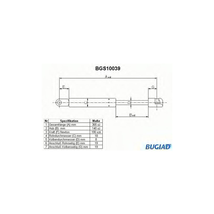 BUGIAD Bgs10039 Tailgate Strut