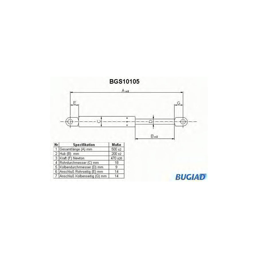 BUGIAD Bgs10105 Tailgate Strut for Fiat Croma I Hatchback (154)