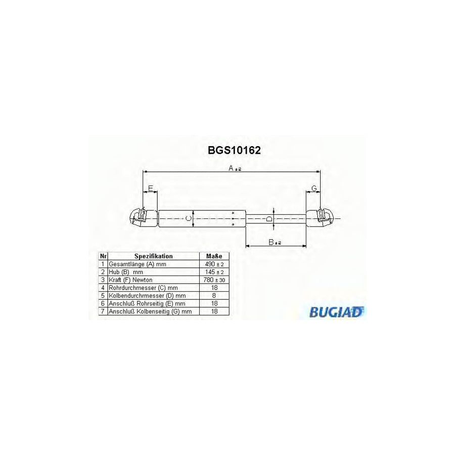 BUGIAD Bgs10162 Tailgate Strut for Ford Sierra
