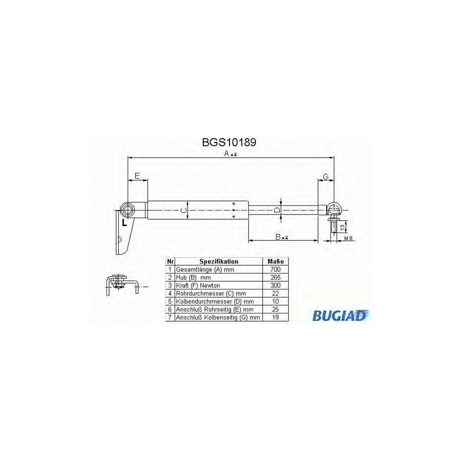 BUGIAD Bgs10189 Tailgate Strut for Mazda 626 II Hatchback (Gc)