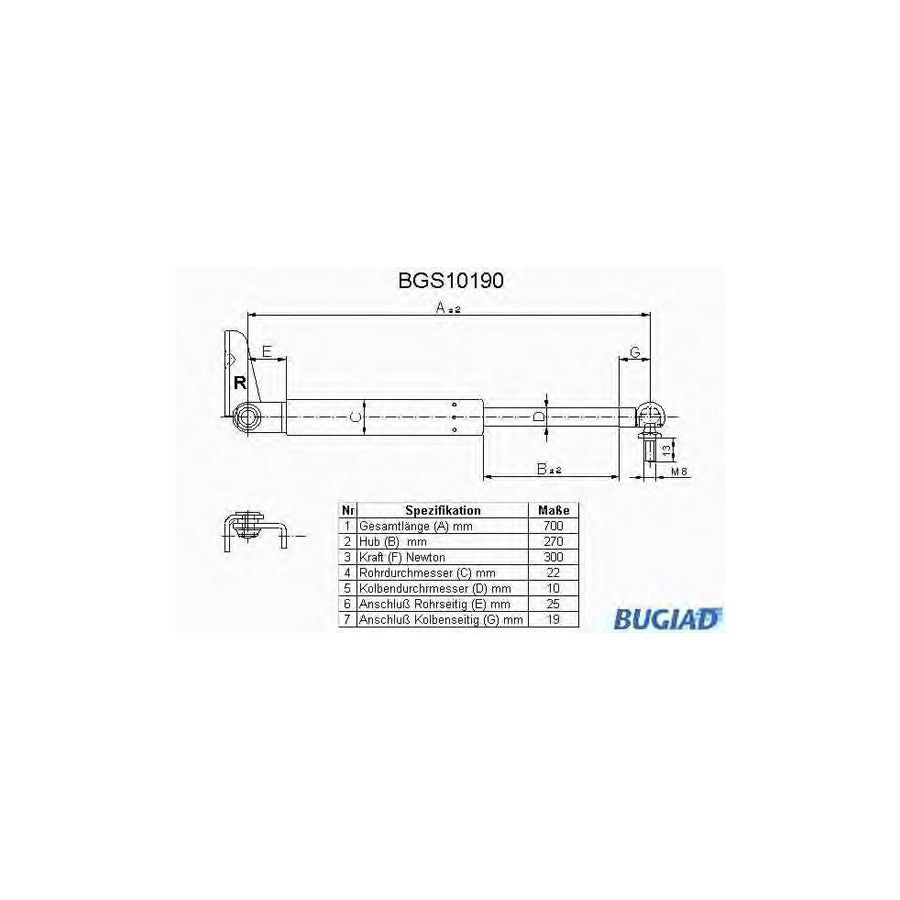 BUGIAD Bgs10190 Tailgate Strut for Mazda 626 II Hatchback (Gc)