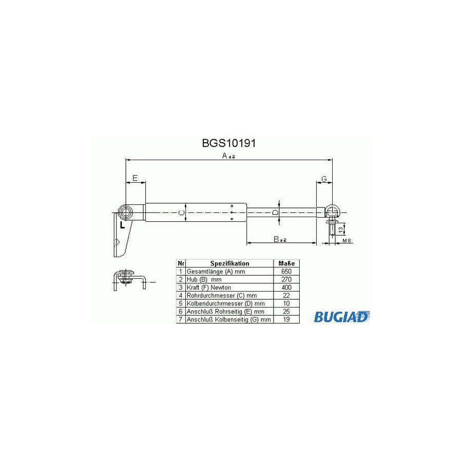 BUGIAD Bgs10191 Tailgate Strut for Mazda 626 III Hatchback (Gd)