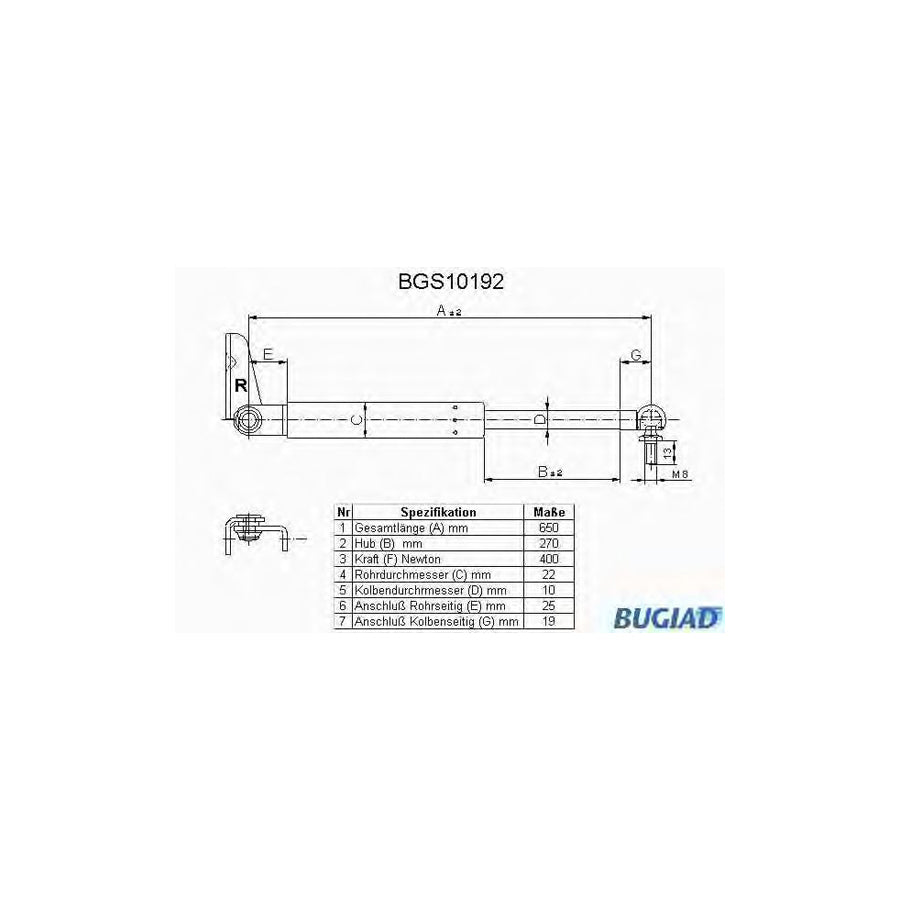 BUGIAD Bgs10192 Tailgate Strut for Mazda 626 III Hatchback (Gd)
