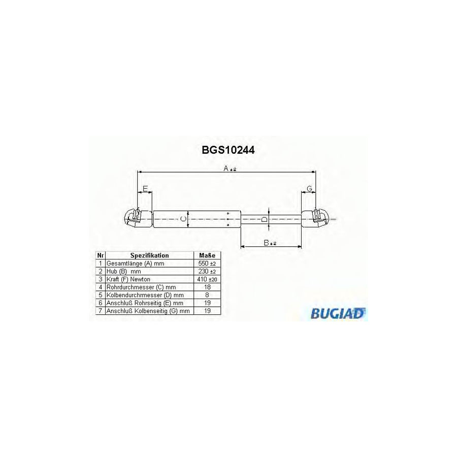BUGIAD Bgs10244 Tailgate Strut