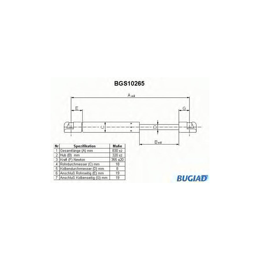 BUGIAD Bgs10265 Tailgate Strut