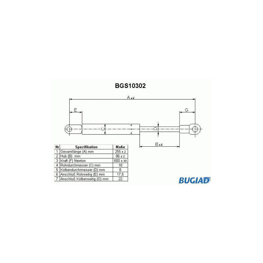 BUGIAD Bgs10302 Tailgate Strut for Porsche 911