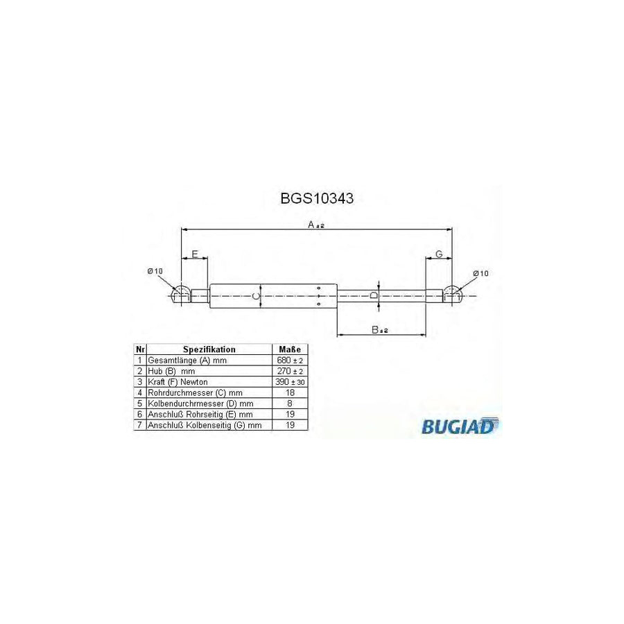 BUGIAD Bgs10343 Tailgate Strut for Rover 200