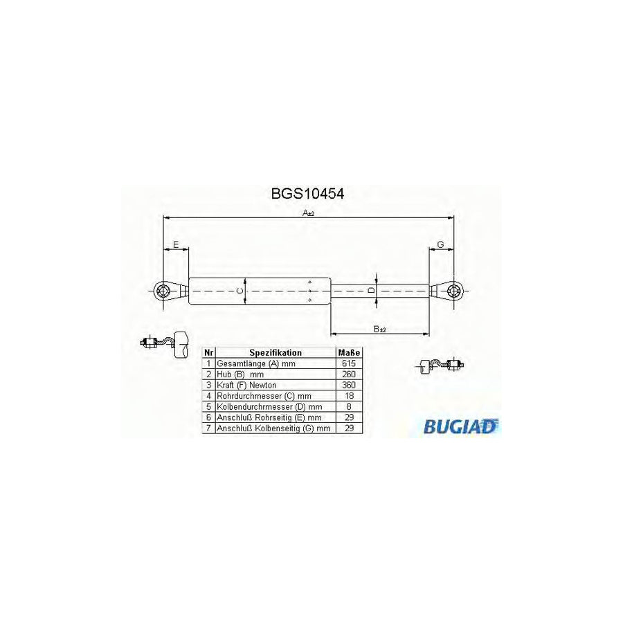 BUGIAD Bgs10454 Tailgate Strut for Ford Fiesta Mk1 Hatchback (Gfbt)