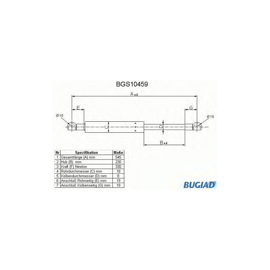 BUGIAD Bgs10459 Tailgate Strut