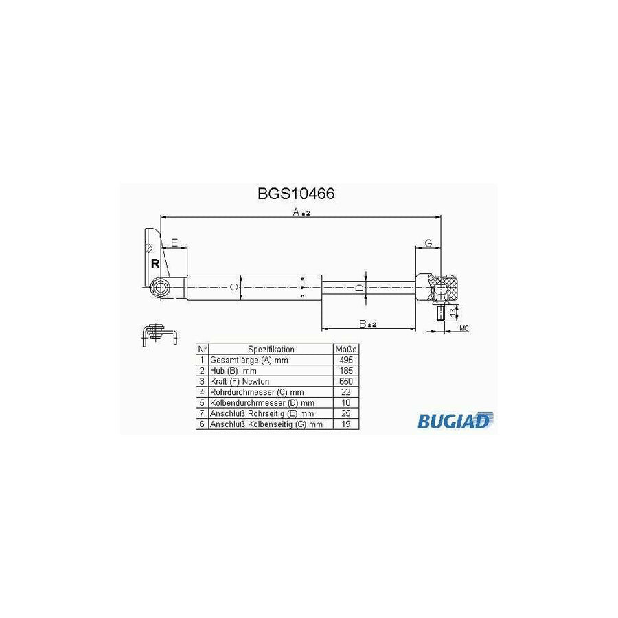 BUGIAD Bgs10466 Tailgate Strut for Mazda 626 IV Hatchback (Ge)