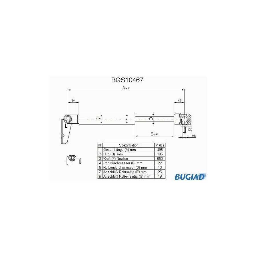 BUGIAD Bgs10467 Tailgate Strut for Mazda 626 IV Hatchback (Ge)