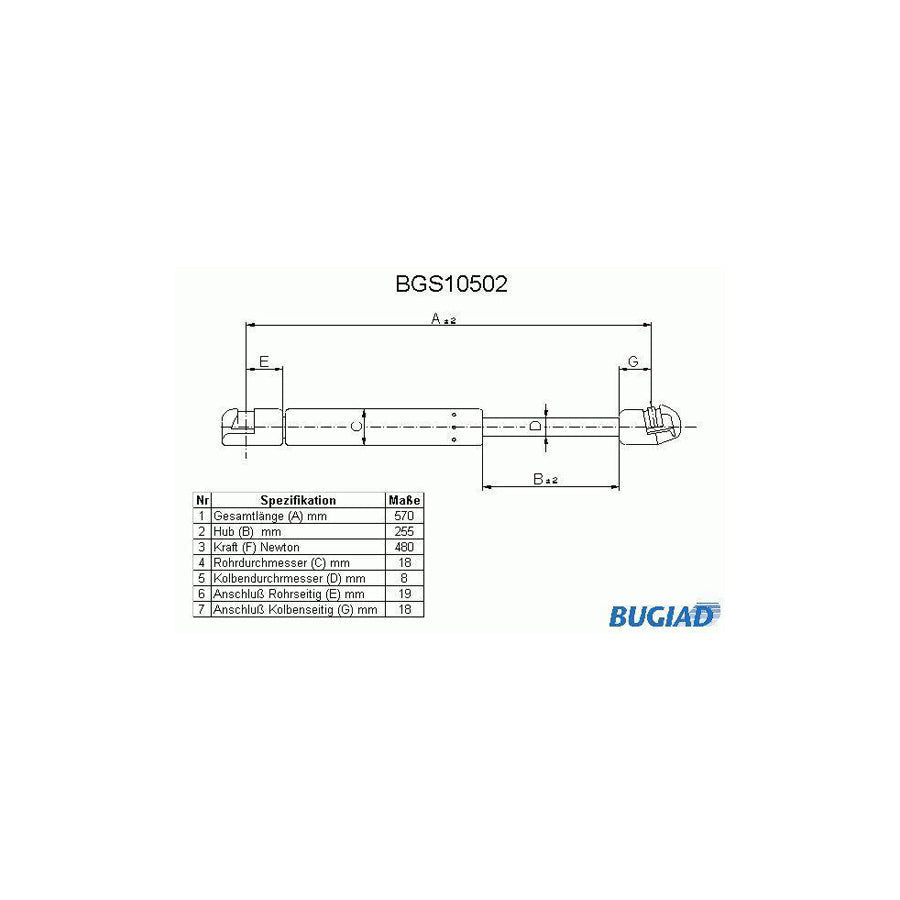 BUGIAD Bgs10502 Tailgate Strut for Ford Scorpio