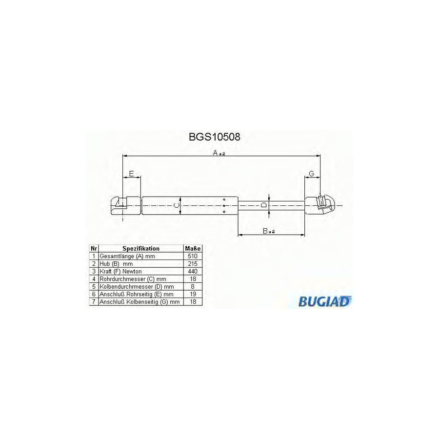 BUGIAD Bgs10508 Tailgate Strut