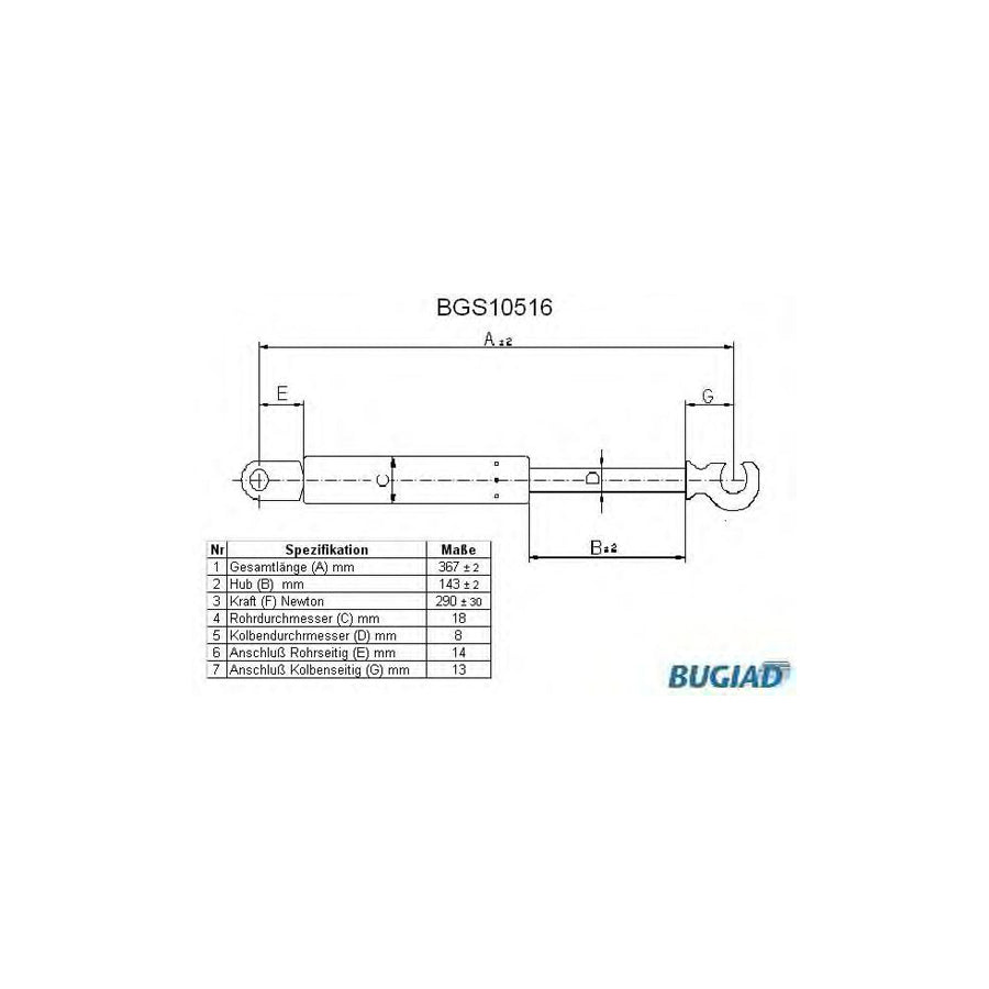 BUGIAD Bgs10516 Tailgate Strut