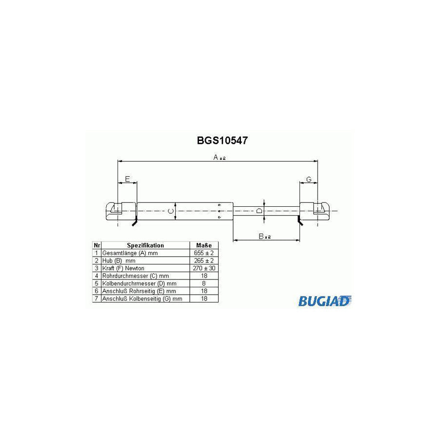BUGIAD Bgs10547 Tailgate Strut