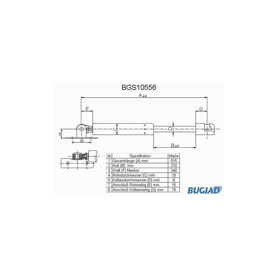 BUGIAD Bgs10556 Bonnet Strut