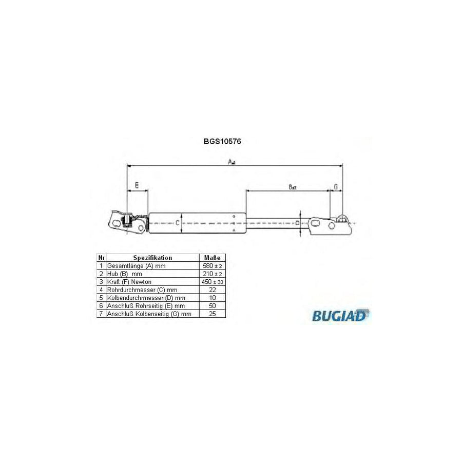 BUGIAD Bgs10576 Tailgate Strut for Toyota Camry II Estate (_V2_)