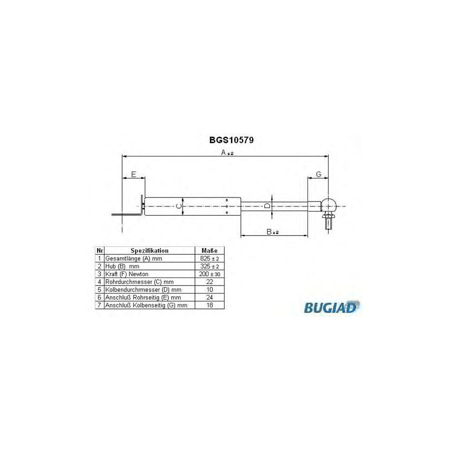 BUGIAD Bgs10579 Tailgate Strut for Nissan Sunny Coupe (B12)