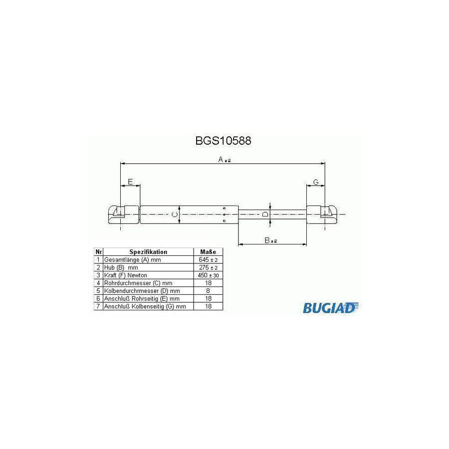 BUGIAD Bgs10588 Tailgate Strut