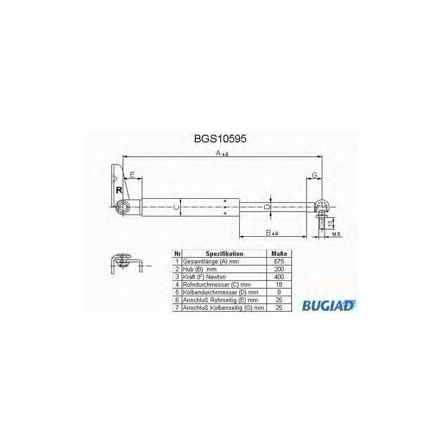 BUGIAD Bgs10595 Tailgate Strut for Mazda 323 III Hatchback (Bf)