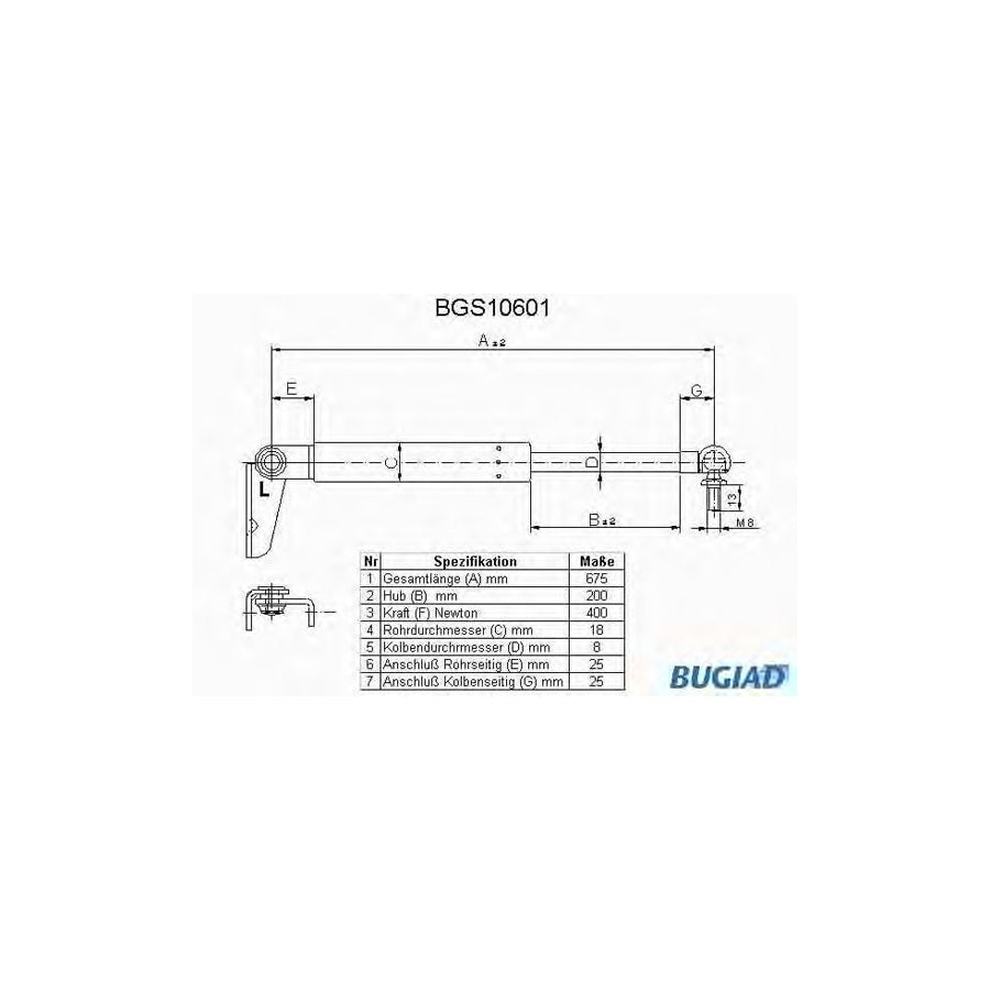 BUGIAD Bgs10601 Tailgate Strut for Mazda 323 III Hatchback (Bf)